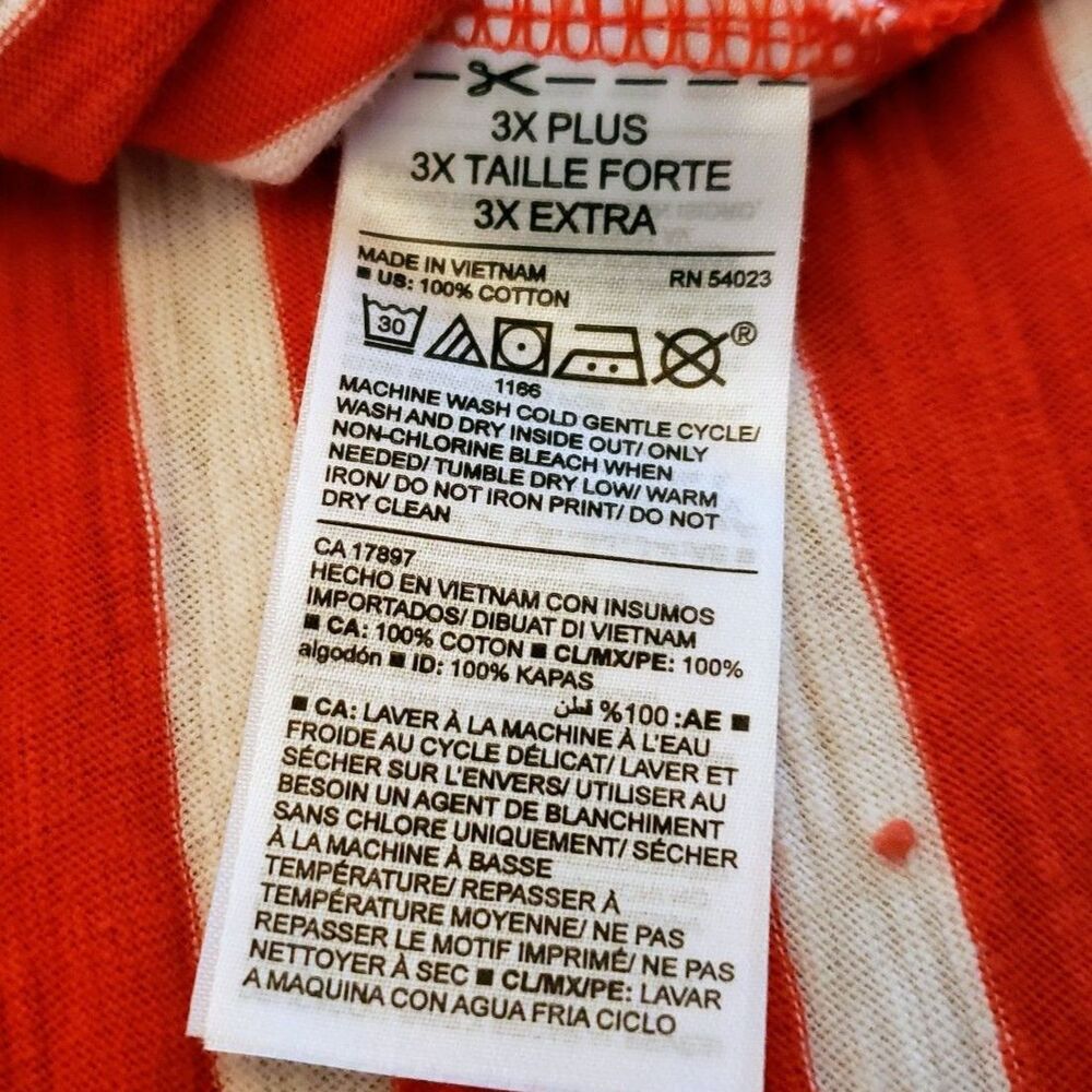 Old Navy Women Long Sleeve Striped Tee Reddish Orange & White Size 3X - Picture 8 of 8